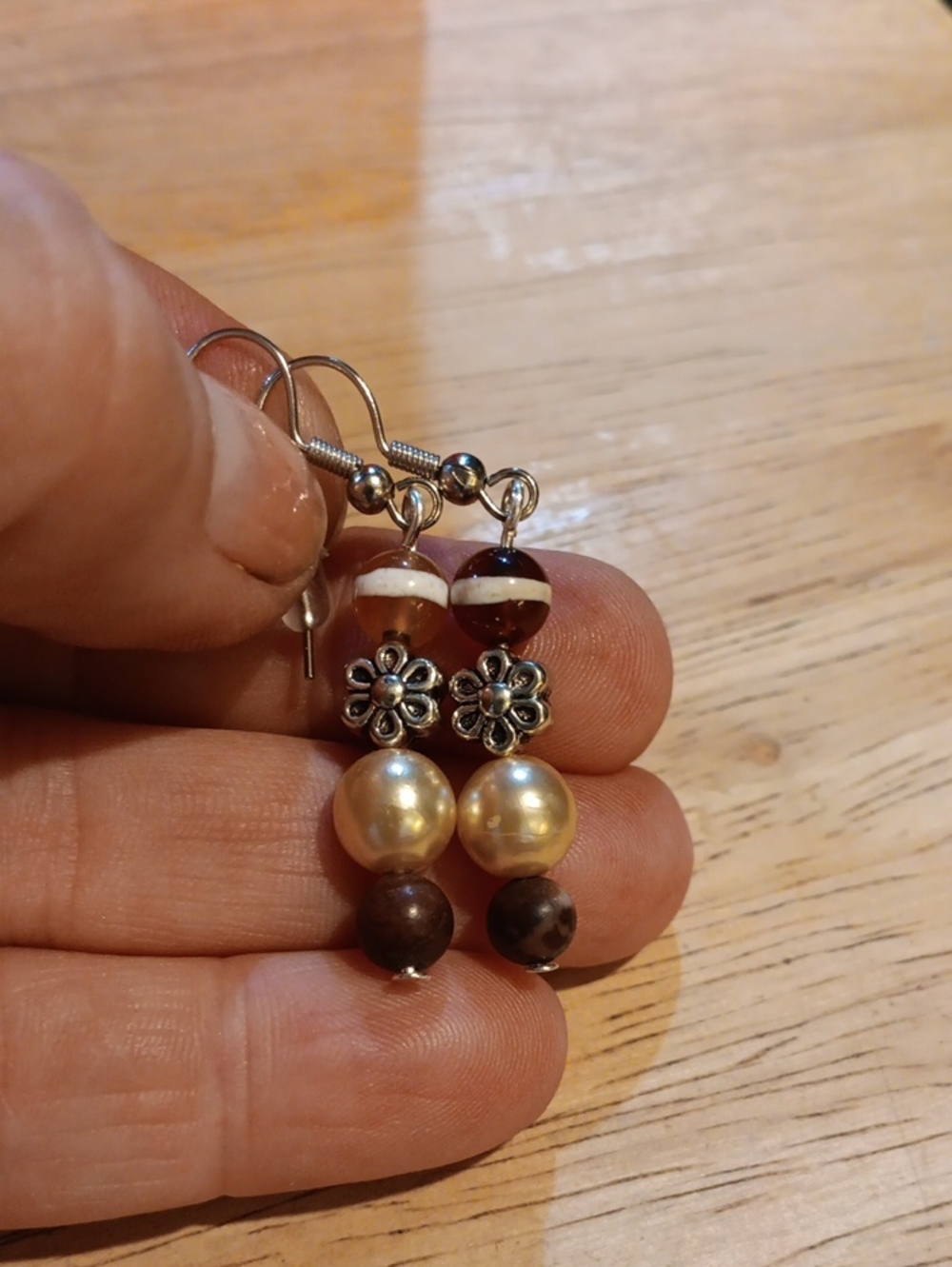 Handmade FloralvEnhanced Rust Earrings